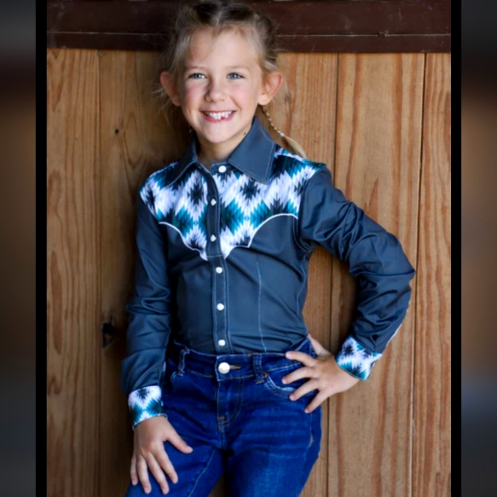 RANCH DRESS'N Fallon Taylor "Brayden" charcoal gray Performance rodeo shirt szXL - Picture 3 of 13